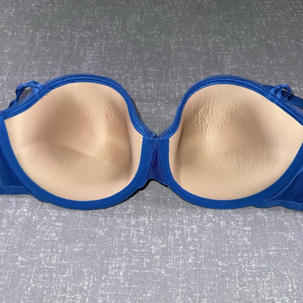 Wacoal Bra Womens 36D Blue Lace T-Shirt Underwire Padded Molded Lined Floral - Picture 8 of 9